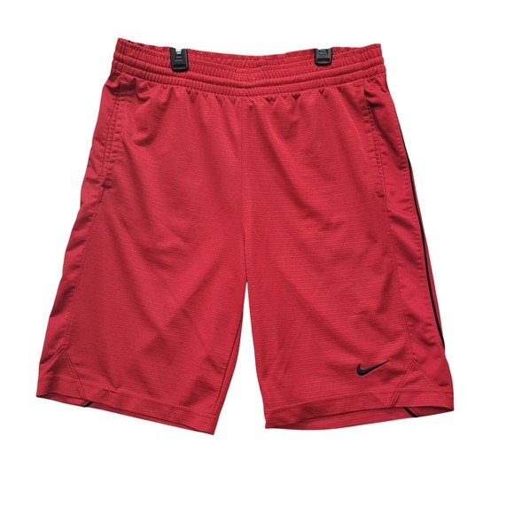 Nike Mens Running Training Shorts Lightweight Athletic Gym Black Logo Red S - Picture 1 of 6